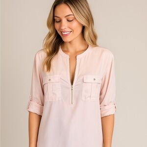 Calvin Klein Blush Pink Blouse Long Sleeved Size